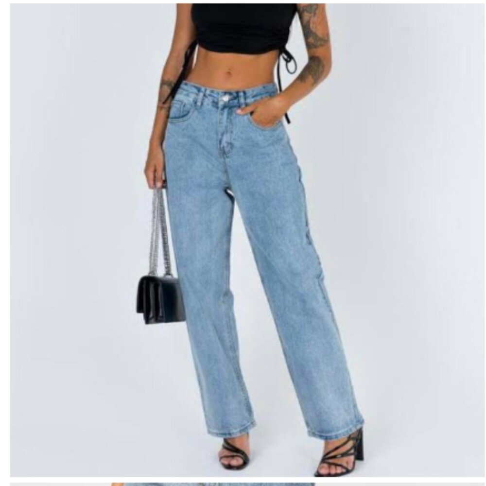 Lioness Talk Is Cheap‎ Pants XS Blue Wide Leg Y2K 90s Inspired High Rise